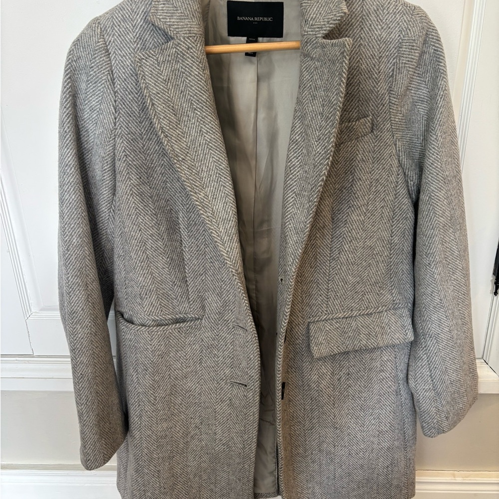 Banana Republic Light Gray Herringbone Jacket